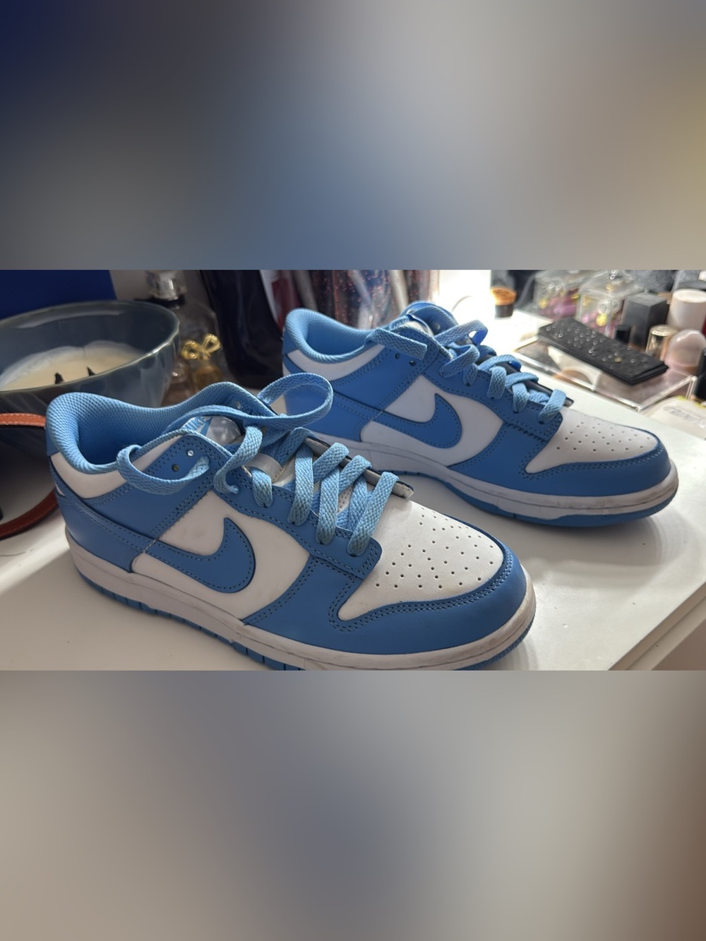 Nike Kids Light Blue and White Low-Top Sneakers